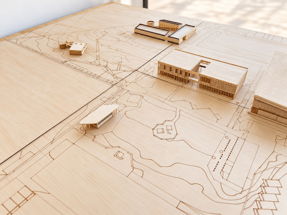 Proceso del modelo — Armado de edificios y fachadas de madera.