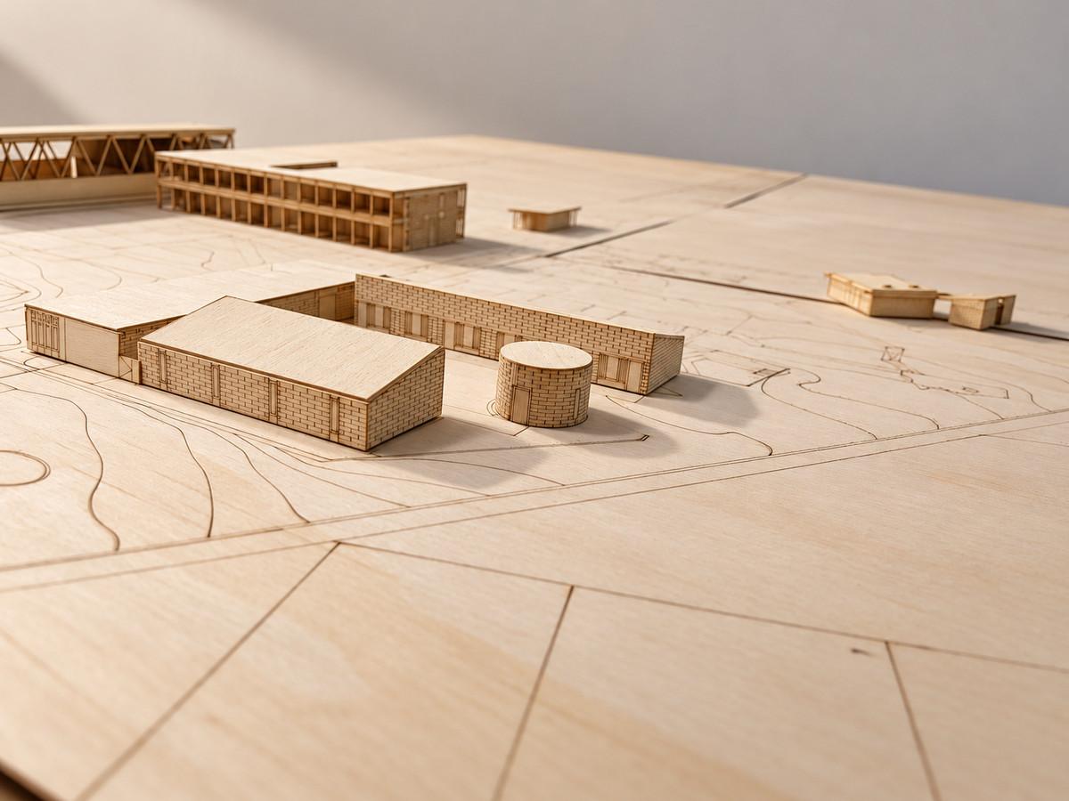 Proceso del modelo — Armado de edificios y fachadas de madera.