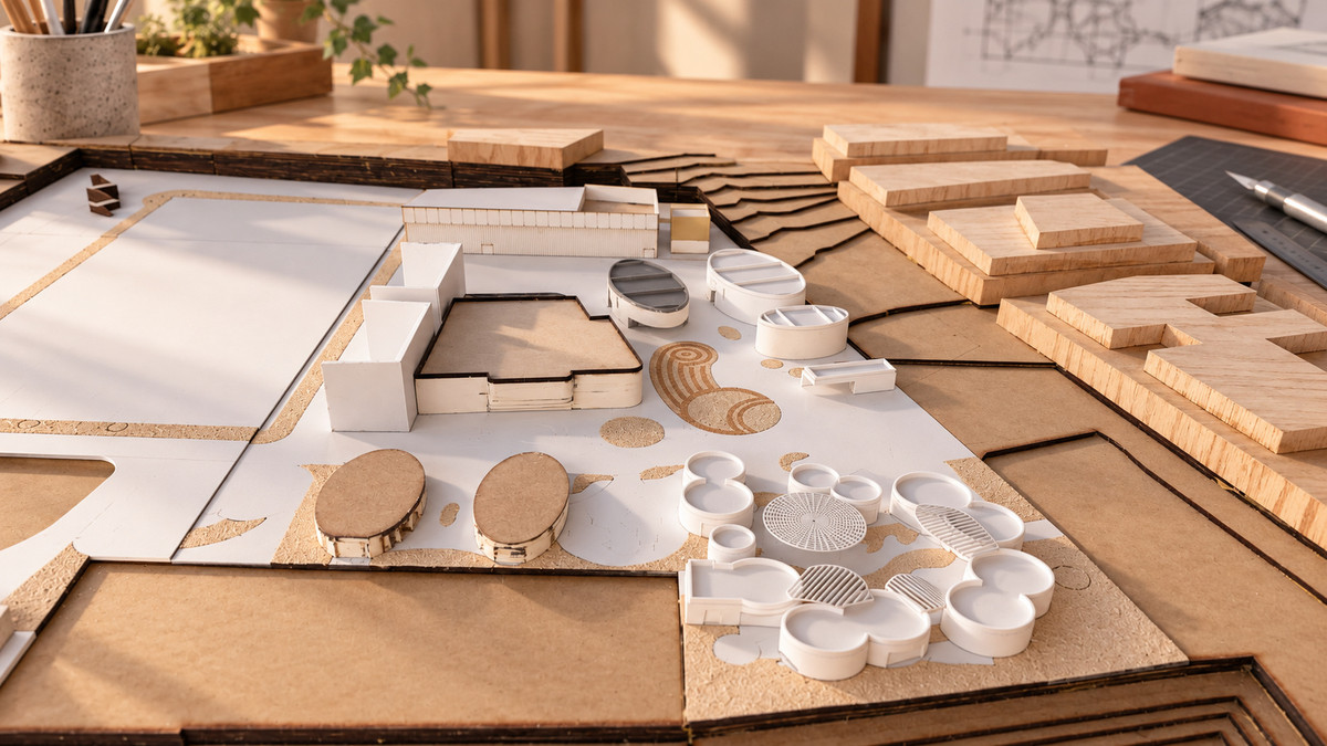 Proceso del modelo — Colocación de piezas blancas a mano.